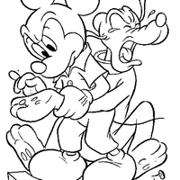 Desenho de Mickey cuidando do Pluto  para colorir