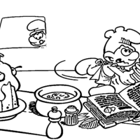 Desenho de Smurf cozinheiro deixando pilha de pratos cair para colorir