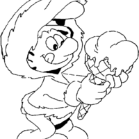 Desenho de Smurf da neve tomando sorvete para colorir