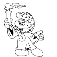 Desenho de Smurf gênio e tubo de ensaio para colorir