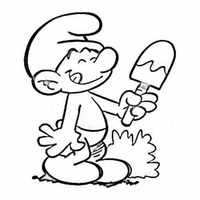 Desenho de Smurf guloso tomando picolé para colorir
