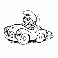 Desenho de Smurf passeando de carro para colorir