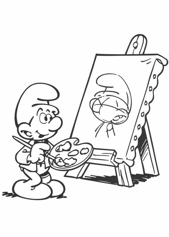 Smurf pintor fazendo aquarela