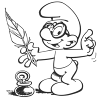 Desenho de Smurf poeta e tinteiro para colorir