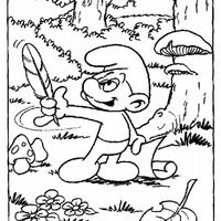 Desenho de Smurf poeta na floresta para colorir