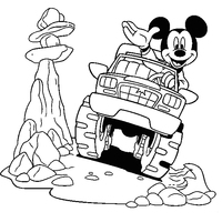 Desenho de Mickey em jipe para colorir