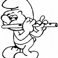 Desenho de Smurf tocando flauta para colorir