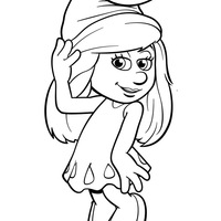 Desenho de Smurfete arrumando gorro para colorir