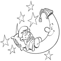 Desenho de Smurf dorminhoco na lua para colorir