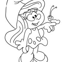Desenho de Smurfete e minhoquinha para colorir