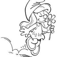Desenho de Smurfete saltando para colorir