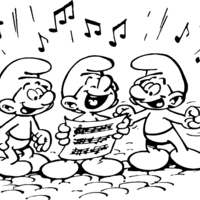 Desenho de Smurfs cantando no coro para colorir
