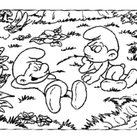 Desenho de Smurfs conversando para colorir