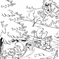 Desenho de Smurf escapando do Gargamel para colorir