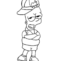 Desenho de Bart Simpson com boné para colorir