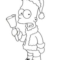Desenho de Bart Simpson como Papai Noel para colorir
