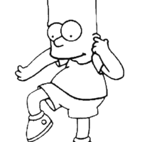 Desenho de Bart Simpson dançando para colorir