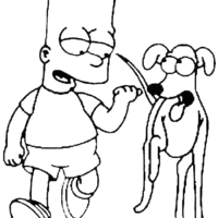 Desenho de Bart Simpson e ajudante de Papai Noel para colorir