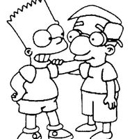 Desenho de Bart Simpson e amigo para colorir