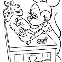 Desenho de Mickey fazendo biscoitos para colorir