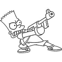 Desenho de Bart Simpson brincando de polícia ladrão para colorir