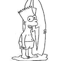 Desenho de Bart Simpson surfista para colorir