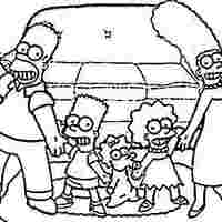 Desenho de Família Simpson na sala para colorir