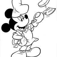 Desenho de Mickey fazendo hambúrguer para colorir