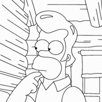 Desenho de Homer Simpson com peruca para colorir