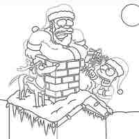 Desenho de Homer Simpson como Papai Noel para colorir