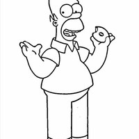 Desenho de Homer Simpson e donut para colorir
