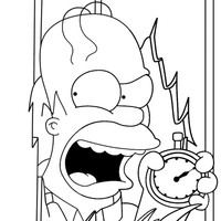 Desenho de Homer Simpson e relógio para colorir