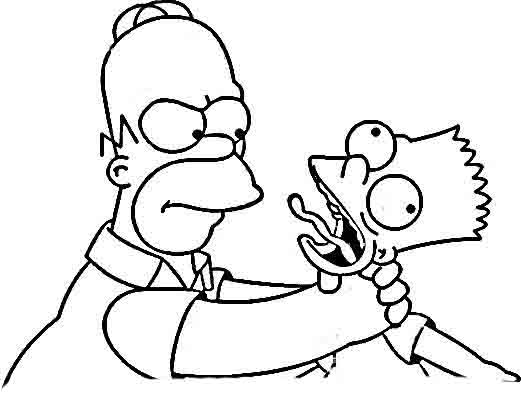 Desenho De Homer Simpson Esganando Bart Para Colorir Tudodesenhos