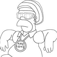 Desenho de Homer Simpson reggae para colorir