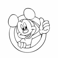 Desenho de Mickey dando oi da janela para colorir
