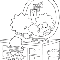 Desenho de Lisa Simpson estudando para colorir