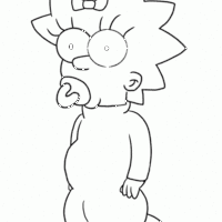 Desenho de Maggie Simpson chupando bico para colorir