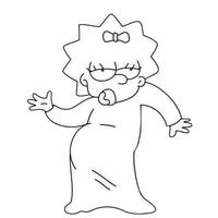 Desenho de Maggie Simpson dançando para colorir