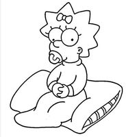 Desenho de Maggie Simpson sentada na almofada para colorir