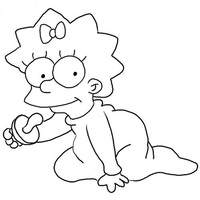 Desenho de Maggie Simpson tirando bico para colorir