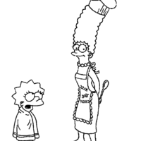 Desenho de Marge e Lisa Simpsons para colorir