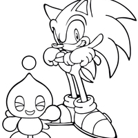 Desenho de Amigos Sonic e Chao para colorir