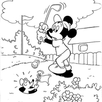 Desenho de Mickey e ratinho no beisebol para colorir