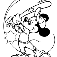 Desenho de Mickey jogando basebol para colorir
