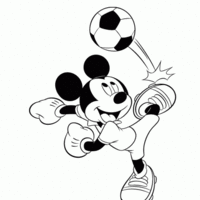 Desenho de Mickey jogando futebol para colorir