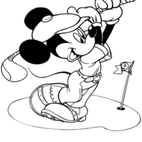 Desenho de Mickey jogando golfe para colorir