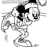 Desenho de Mickey jogando hóquei no gelo para colorir