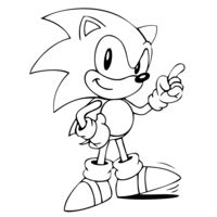 Desenho de Sonic e dedo indicador para colorir