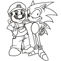 Desenho de Sonic e Mario Bros para colorir