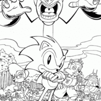 Desenho de Sonic enfrentando inimigo para colorir